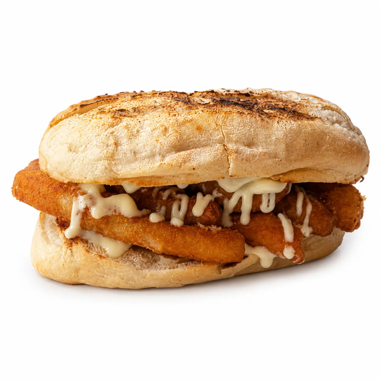 Calamari sandwich with crispy fried calamari and alioli at Redondos Miami on Bird Road