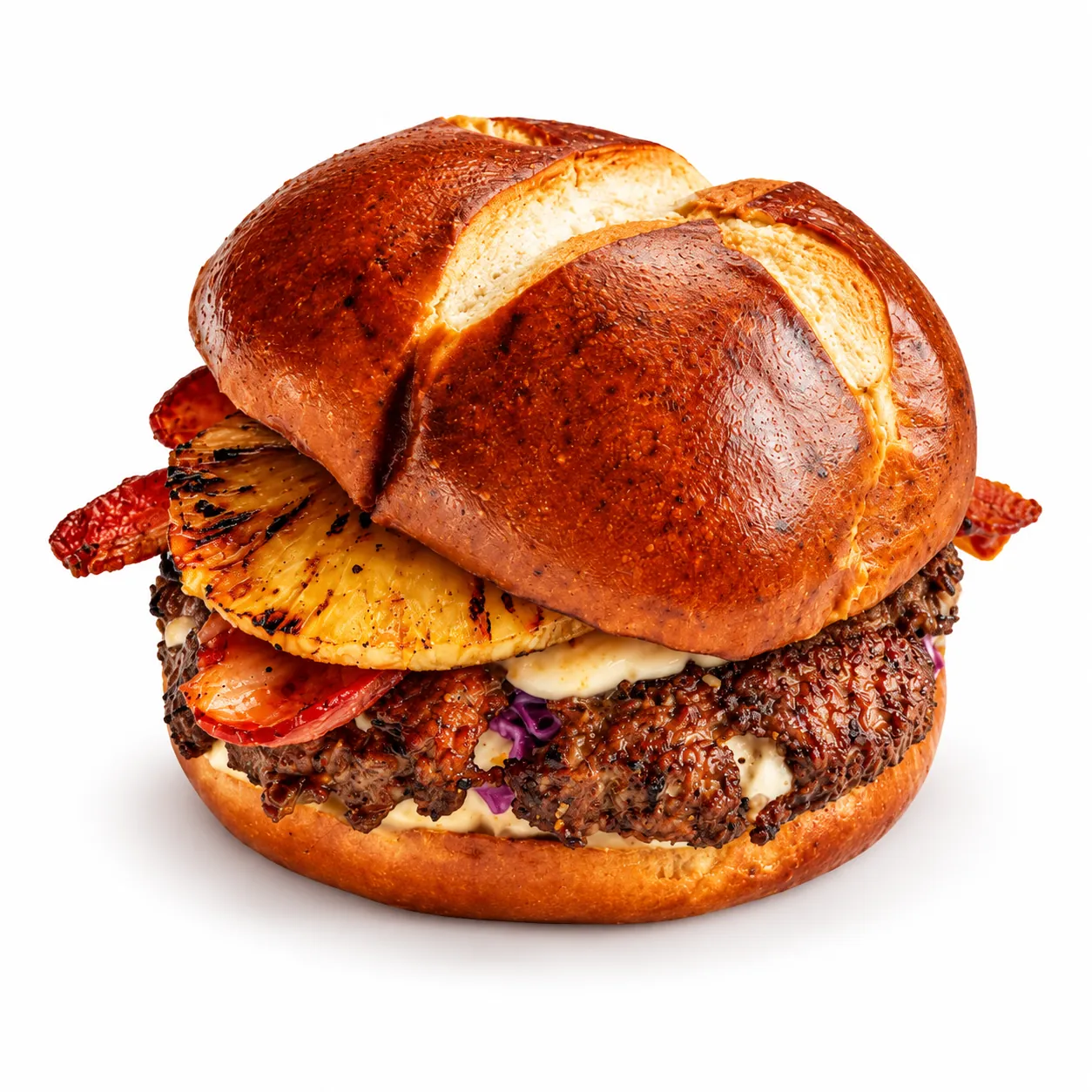 Hawaiian smash burger with grilled pineapple, bacon and mozzarella at Redondos Miami on Bird Road