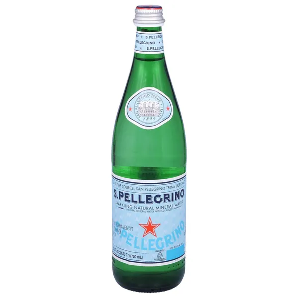 Large 25.3 fl oz bottle of sparkling water at Redondos Miami on Bird Road