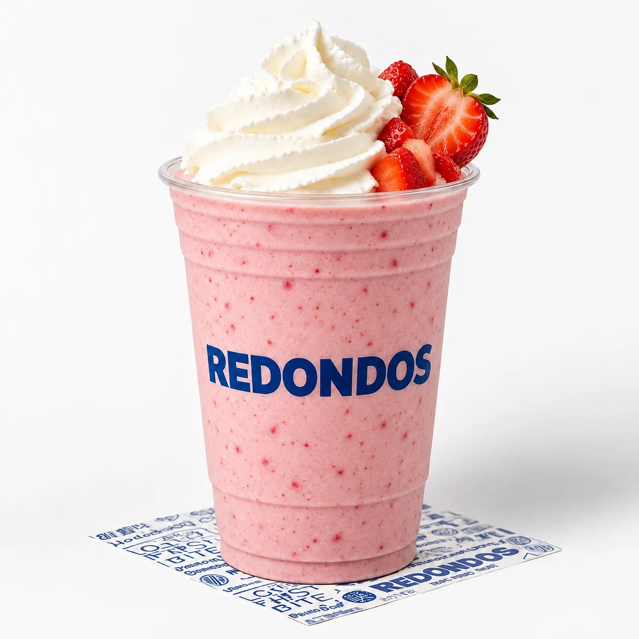 Strawberry milkshake blended with vanilla ice cream at Redondos Miami on Bird Road