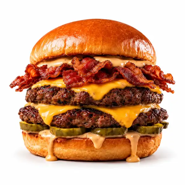 Bird Road double smash burger with cheese, bacon and caramelized onions at Redondos Miami on Bird Road