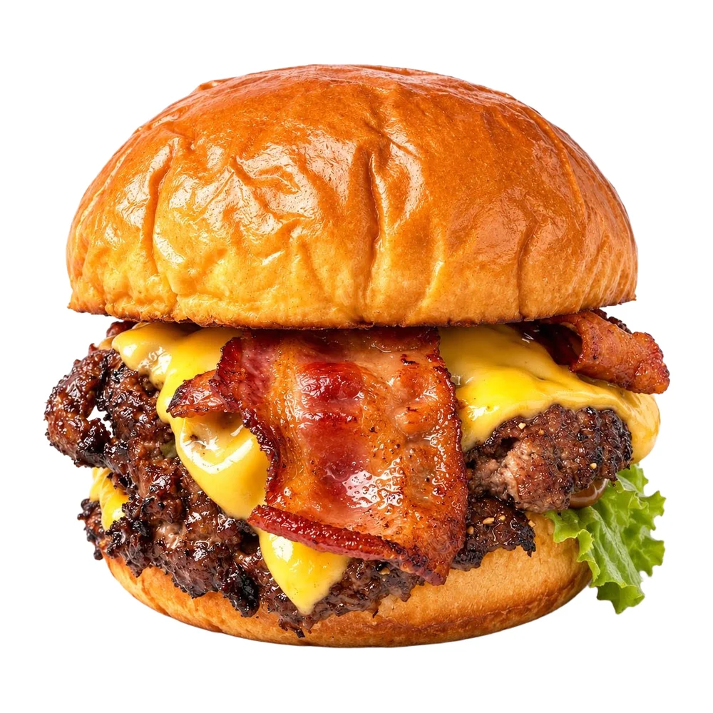 Classic smash burger with bacon, American cheese, lettuce and tomato at Redondos Miami on Bird Road