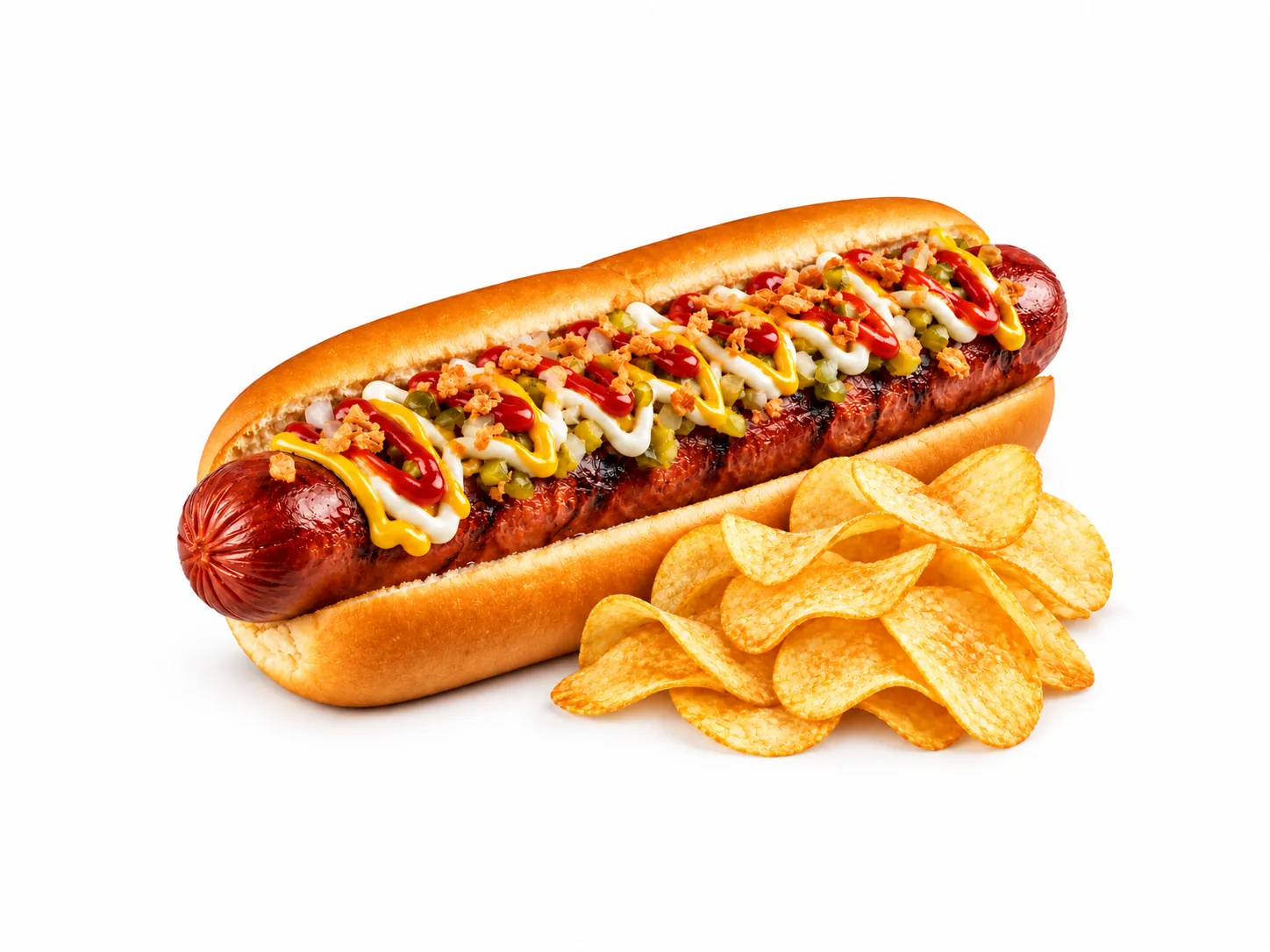 Re-Dog smoked sausage hot dog with pickled cabbage and crispy onions at Redondos Miami on Bird Road